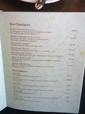 Menu photo 3 Chez Marion Zürich, ZH Menu photo 3 Chez Marion Zürich, ZH