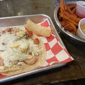Proudest Monkey - Shrimp tacos and Sweet Potato Fries - Burgers Near Me - Bryan, Texas