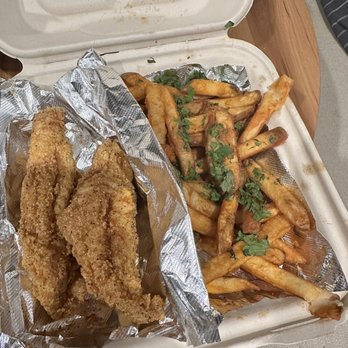 Turf N Surf Po' Boy - Catfish and Cilantro Fries - Cajun/Creole Near Me - Austin, Texas Turf N Surf Po' Boy - Catfish and Cilantro Fries - Cajun/Creole Near Me - Austin, Texas