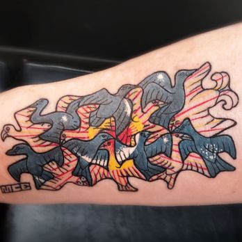 Ocean Blue Tattoo & Art Studio - Right forearm, MC Escher tattoo. - Tattoo Near Me - Bloomington, Minnesota Ocean Blue Tattoo & Art Studio - Right forearm, MC Escher tattoo. - Tattoo Near Me - Bloomington, Minnesota