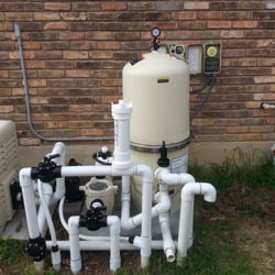 Swimming Pool Repair - Jerry's new pool equipment after complete replumb and equipment upgrade.