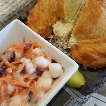 Cherubs Cafe - Chicken salad croissant with carrot raisin side. - Cafes Near Me - Belmont, North Carolina Cherubs Cafe - Chicken salad croissant with carrot raisin side. - Cafes Near Me - Belmont, North Carolina