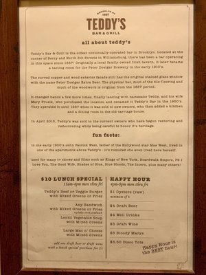 Menu photo 7 Teddy's Bar & Grill Brooklyn, NY