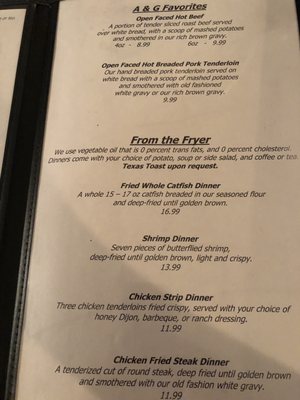 Menu photo 2 A & G Steakhouse Falls City, NE Menu photo 2 A & G Steakhouse Falls City, NE