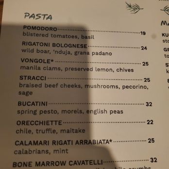 La Strega - Pasta menu - Italian Near Me - Las Vegas, Nevada