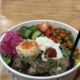 Mediterranean bowl with steak slouvaki. Mediterranean bowl with steak slouvaki.