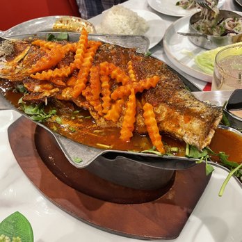All Rice Thai - Whole fried fish with orange curry (Kang Som) - Thai Near Me - Alexandria, Virginia