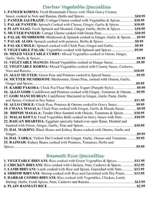 Menu photo 2 India Darbar Restaurant Appleton, WI