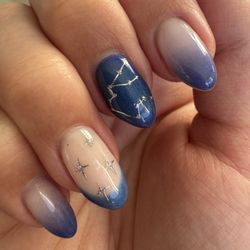 Refine Nails Studios - Aquarius blue and silver nail art