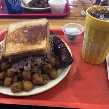 JL's Bar-B-Q - Two Meat Dinner. Hiding under is Three pounds of potatoes! - Barbeque Near Me - Pryor, Oklahoma