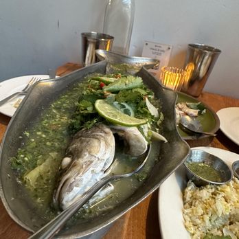 Fish Cheeks - Steamed Fish with Thai Herbs - Seafood Near Me - New York, New York Fish Cheeks - Steamed Fish with Thai Herbs - Seafood Near Me - New York, New York