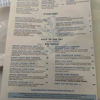 Tarla Mediterranean Bar + Grill - Menu as of November 2025 - Mediterranean Near Me - Napa, California