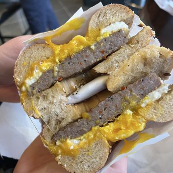 Gotham Bagels - South Loop - sausage egg and cheese bagel - Bagels Near Me - Chicago, Illinois