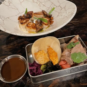 XO Restaurant - Pork taco box and scallops - Asian Fusion Near Me - Honolulu, Hawaii XO Restaurant - Pork taco box and scallops - Asian Fusion Near Me - Honolulu, Hawaii