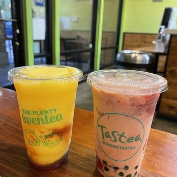 Tastea - Mango All the Way, Strawberry Milk Tea - Coffee & Tea Near Me - San Jose, California