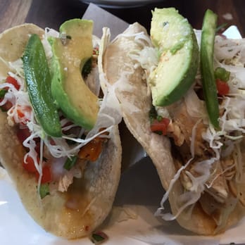 Eureka! - Shredded Chicken Tacos with Monterey Jack cheese, chipotle sauce, cabbage, pico de gallo, jalapeño & avocado ($9). - American Near Me - Concord, California Eureka! - Shredded Chicken Tacos with Monterey Jack cheese, chipotle sauce, cabbage, pico de gallo, jalapeño & avocado ($9). - American Near Me - Concord, California