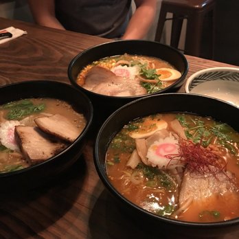 Kuu - Kuu Chili (right), Sapporo (middle), Tonkatsu (left) - Ramen Near Me - New York, New York
