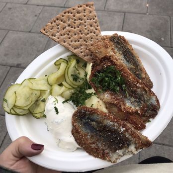 Strömmingsvagnen - Herring, mashed potatoes, mayo and pickles - Seafood Near Me - Stockholm, Alberta