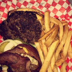 Joe's Cafe - Burger Basket. I added cheese and bacon