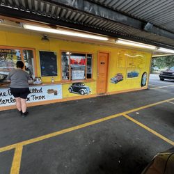 Mel's Drive-in - Menu on the outside.