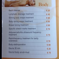Beauty Secrets - Body treatment prices