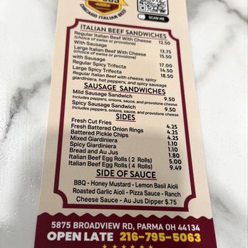 Au Jus - Menu - Sandwiches Near Me - Parma, Ohio