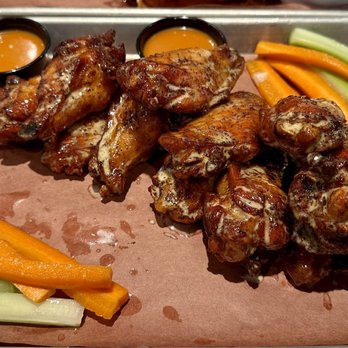 Jim 'N Nick's Bar-B-Q - Smoked wings with white sauce and buffalo sauce - Barbeque Near Me - Madison, Alabama