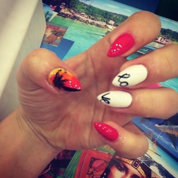 Tropical Popical - Gel extensions with nail art for holidays - Nail Salons Near Me - Dublin, D
