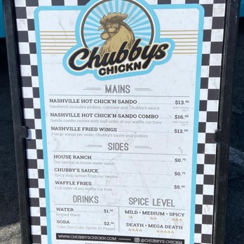 Chubby's Chickn - Menu from the year 2022. - Food Trucks Near Me - San Jose, California