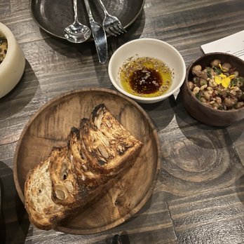 Hamdi - Sourdough bread and olive oil. And chickpea side - Turkish Near Me - Seattle, Washington Hamdi - Sourdough bread and olive oil. And chickpea side - Turkish Near Me - Seattle, Washington