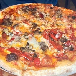 Pepperoni, mushroom, red peppers