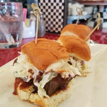 Chit Chat Diner - Shredded Short Rib Sliders with BBQ Sauce with creamy coleslaw.  Absolutely delish. WINNER - Diners Near Me - Hackensack, New Jersey
