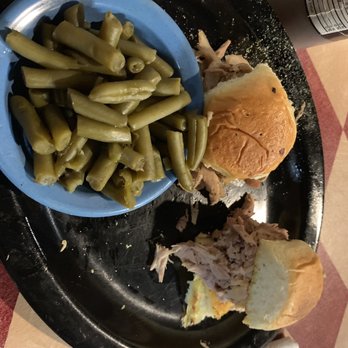 One & Only BBQ - Green beans on the side  With a  main meal of Hawaiian roll sandwich with chicken and pulled pork. - Barbeque Near Me - Memphis, Tennessee