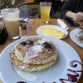 Orphan - Banana blackberry pancakes, scrambled eggs with cheese, coffee con panna - Breakfast & Brunch Near Me - Sacramento, California Orphan - Banana blackberry pancakes, scrambled eggs with cheese, coffee con panna - Breakfast & Brunch Near Me - Sacramento, California