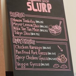 Slurp Shop - Menu, Sept 2021