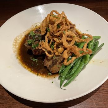 Houlihans - Meat loaf with mashed potatoes and green beans and gravy - American Near Me - Denton, Texas
