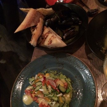 Lechon - Mussels (top), salmon crudo (bottom) - Tapas Bars Near Me - Portland, Oregon