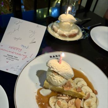 Rare Society - Anniversary card from staff with our desserts - Steakhouses Near Me - San Clemente, California Rare Society - Anniversary card from staff with our desserts - Steakhouses Near Me - San Clemente, California