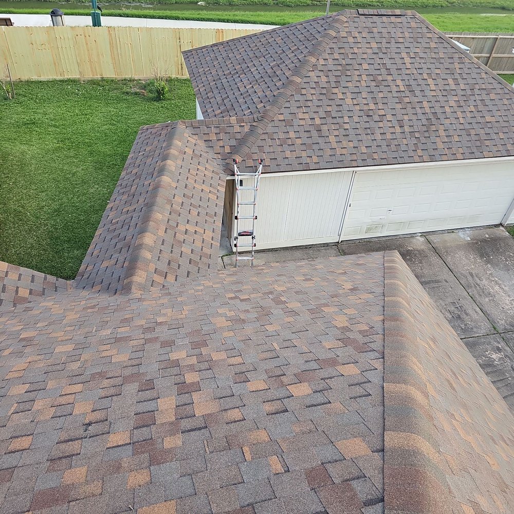 O&M Construction Services - Back slope of dwelling, breezeway and attached garage roof - Roofing Near Me - Stafford, Texas O&M Construction Services - Back slope of dwelling, breezeway and attached garage roof - Roofing Near Me - Stafford, Texas