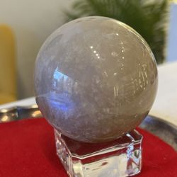 Phantom Quartz - Moonstone -- see the blue iridescence inside? It came through even without a UV light shining on it.