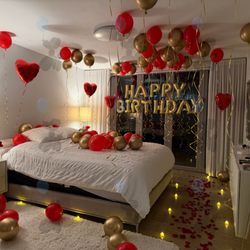 Cuquin's Balloon Decor - Luxury Red & Gold Birthday Room Decor