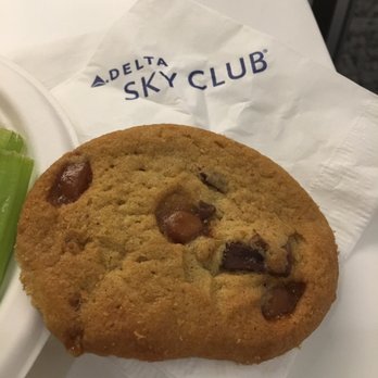 Delta Sky Club - Concourse E - Salted Carmel chocolate chip cookie. The Best!!!! I ended up taking 3 for the flight. - Airport Lounges Near Me - Atlanta, Georgia Delta Sky Club - Concourse E - Salted Carmel chocolate chip cookie. The Best!!!! I ended up taking 3 for the flight. - Airport Lounges Near Me - Atlanta, Georgia