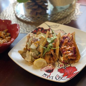 ABVE The Basics - Veggie, chicken and pork belly tacos - New Mexican Cuisine Near Me - San Jose, California
