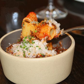 Leonora - The Mushroom Bolgnese is made with rigatoni, marinara, parmesan, and lemon. - New American Near Me - Vail, Colorado