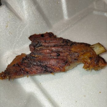 Soulman's Bar-B-Que - This is a piece of the rib that I couldn't even eat cuz it was so hard. - Barbeque Near Me - Van, Texas