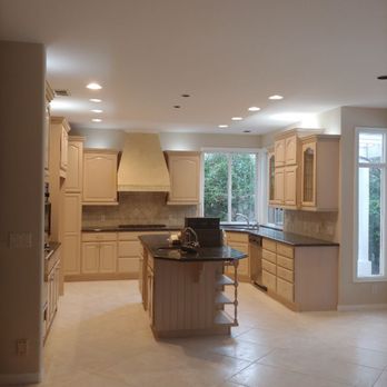 Van Gogh Pros - Full kitchen repaint. Skim coating ceiling and installed recessed lighting. - Painters Near Me - Lake View Terrace, California Van Gogh Pros - Full kitchen repaint. Skim coating ceiling and installed recessed lighting. - Painters Near Me - Lake View Terrace, California