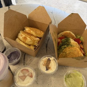 Nostimo Cafe & Tea - Matcha Tropical Souffle ( Strawberry or Mango ) and ube soufflé - Coffee & Tea Near Me - Westminster, California Nostimo Cafe & Tea - Matcha Tropical Souffle ( Strawberry or Mango ) and ube soufflé - Coffee & Tea Near Me - Westminster, California