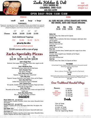 Menu photo 2 Zacks Kitchen & Deli Columbus, OH