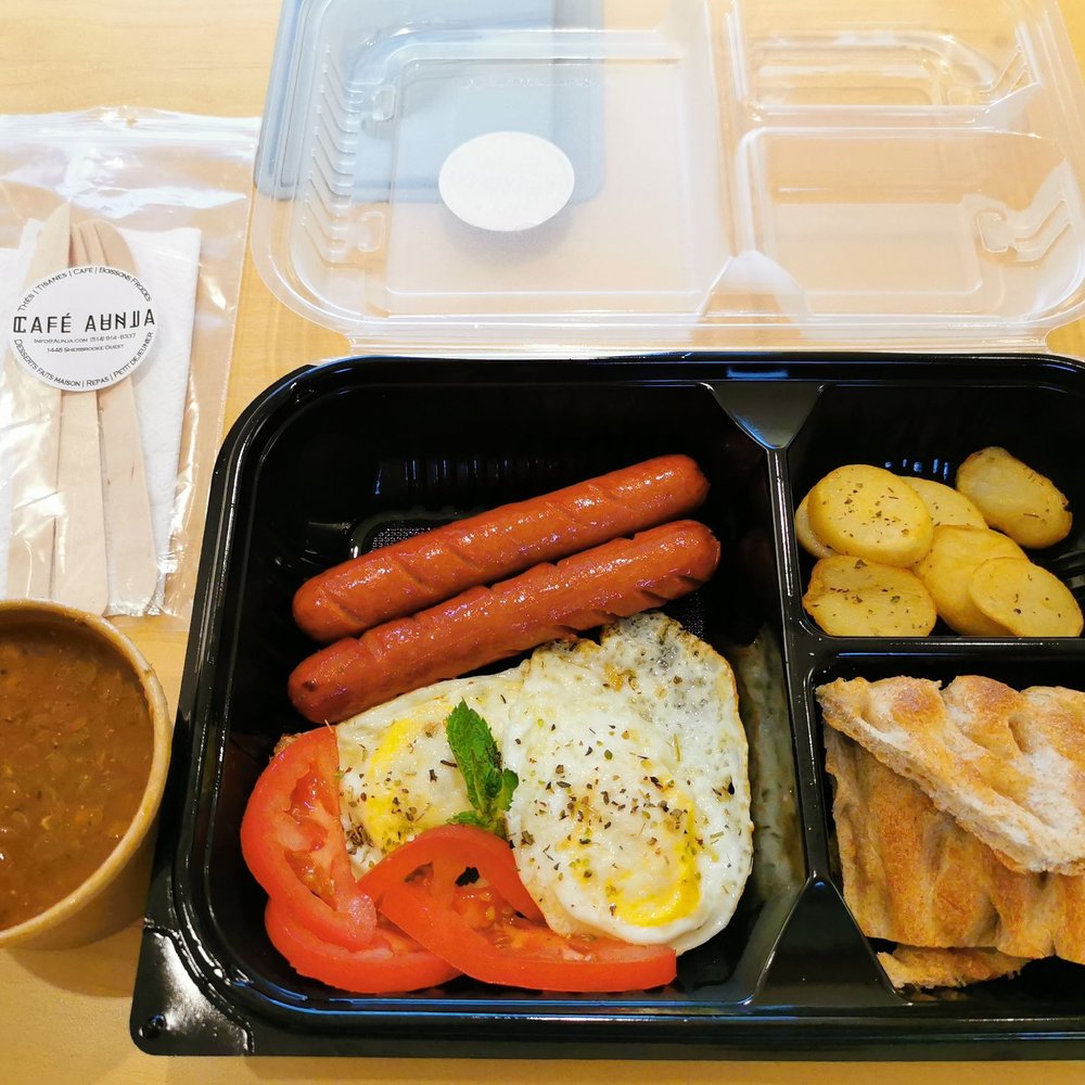 Cafe Aunja - a meal in a plastic container - Cafes Near Me - Montreal, Quebec Cafe Aunja - a meal in a plastic container - Cafes Near Me - Montreal, Quebec