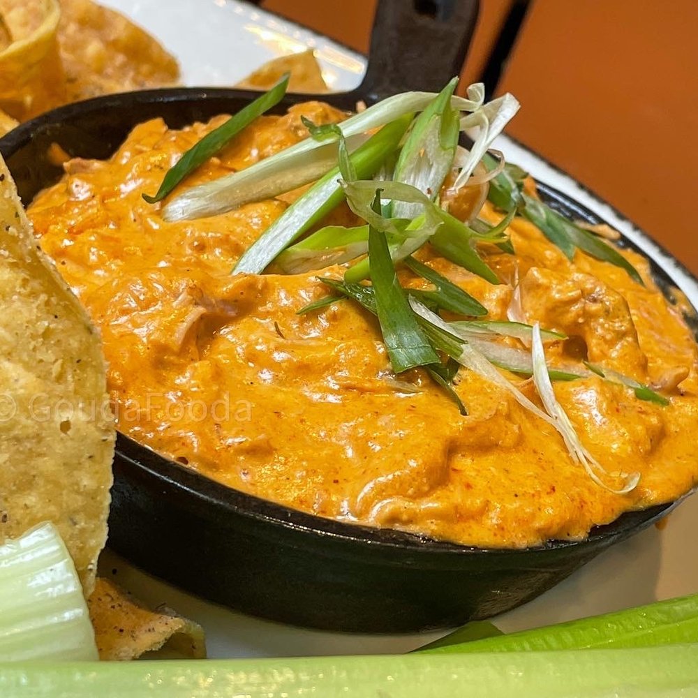 Cinderlands Warehouse - Smoked Buffalo Chicken Dip Served with house-made, ranch dusted corn tortilla chips & celery - Breweries Near Me - Pittsburgh, Pennsylvania